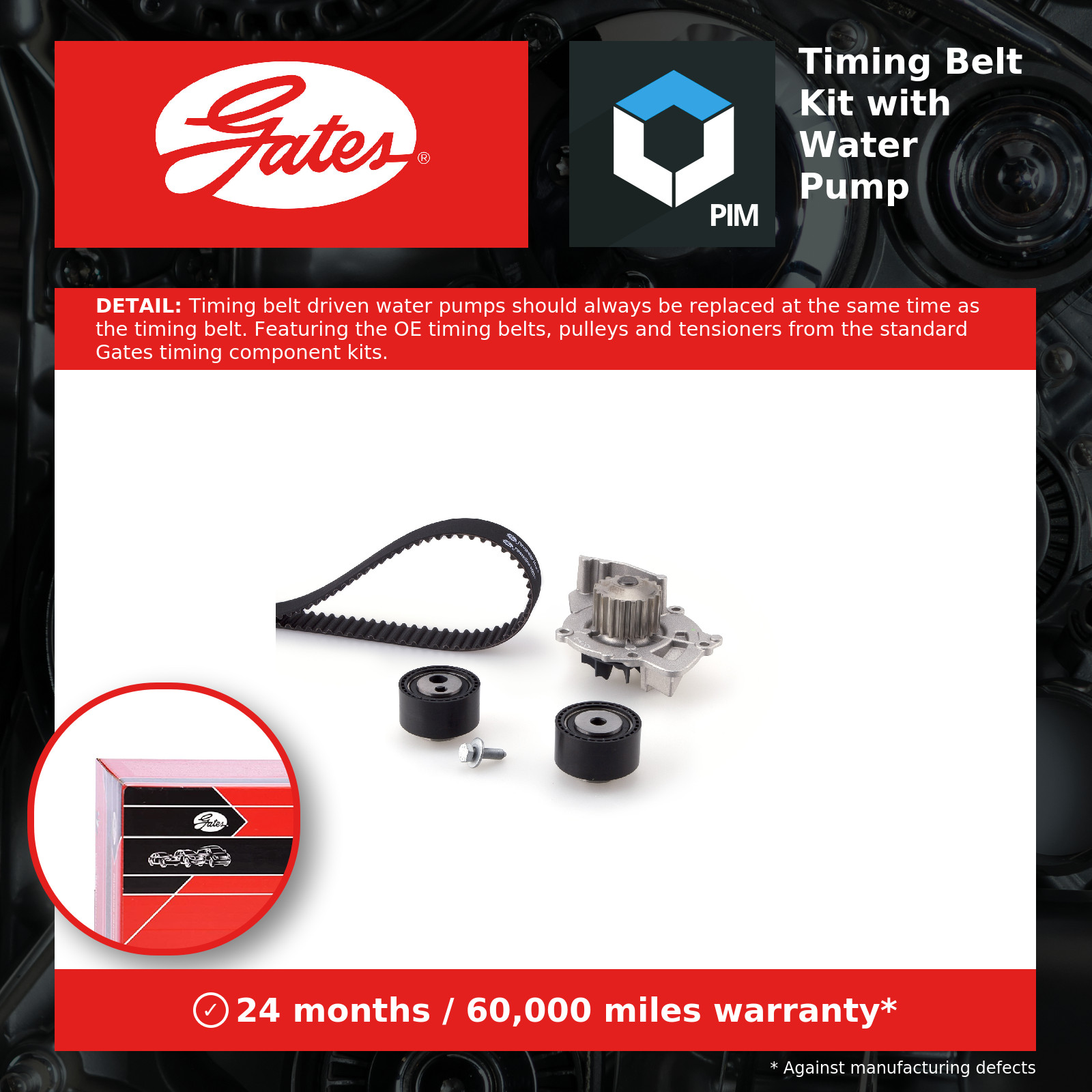 Gates KP15590XS Water Pump with Gear Belt Set - Image 3