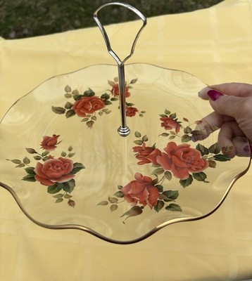 Vintage Pilkington's Chance Glass Platter/Tidbit Tray Center Handle from England