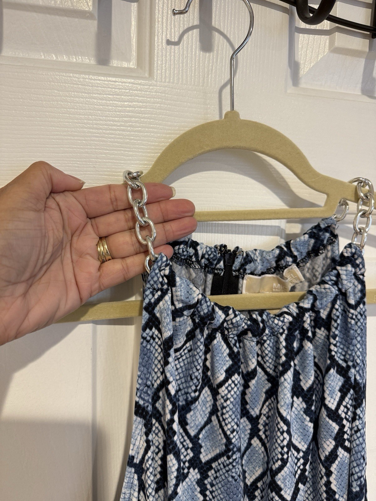 Michael Kors Blue Snakeskin Python Silver Chain H… - image 2