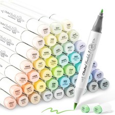 Ohuhu 48 Colors Alcohol Pastel Markers Brush Fine 1 Marker Blender-Blossoming