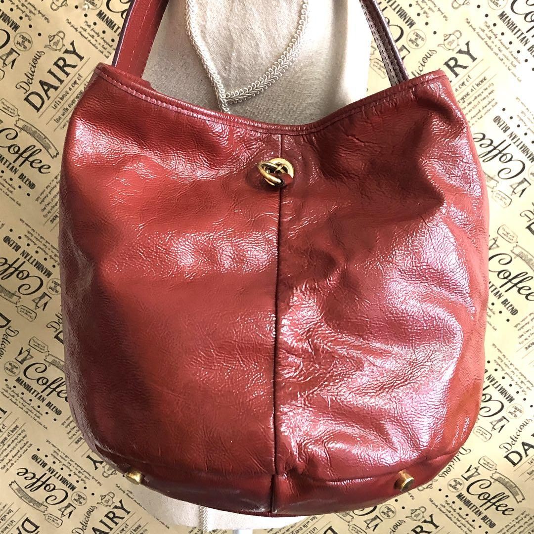 Borsa Saint Laurent Tote Bag Una Spalla Pelle Rossa Viaggio Festa