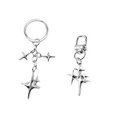 Cute Star Moon Keychain Aesthetic Accessories Stainless Steel Key Ring Purse ...