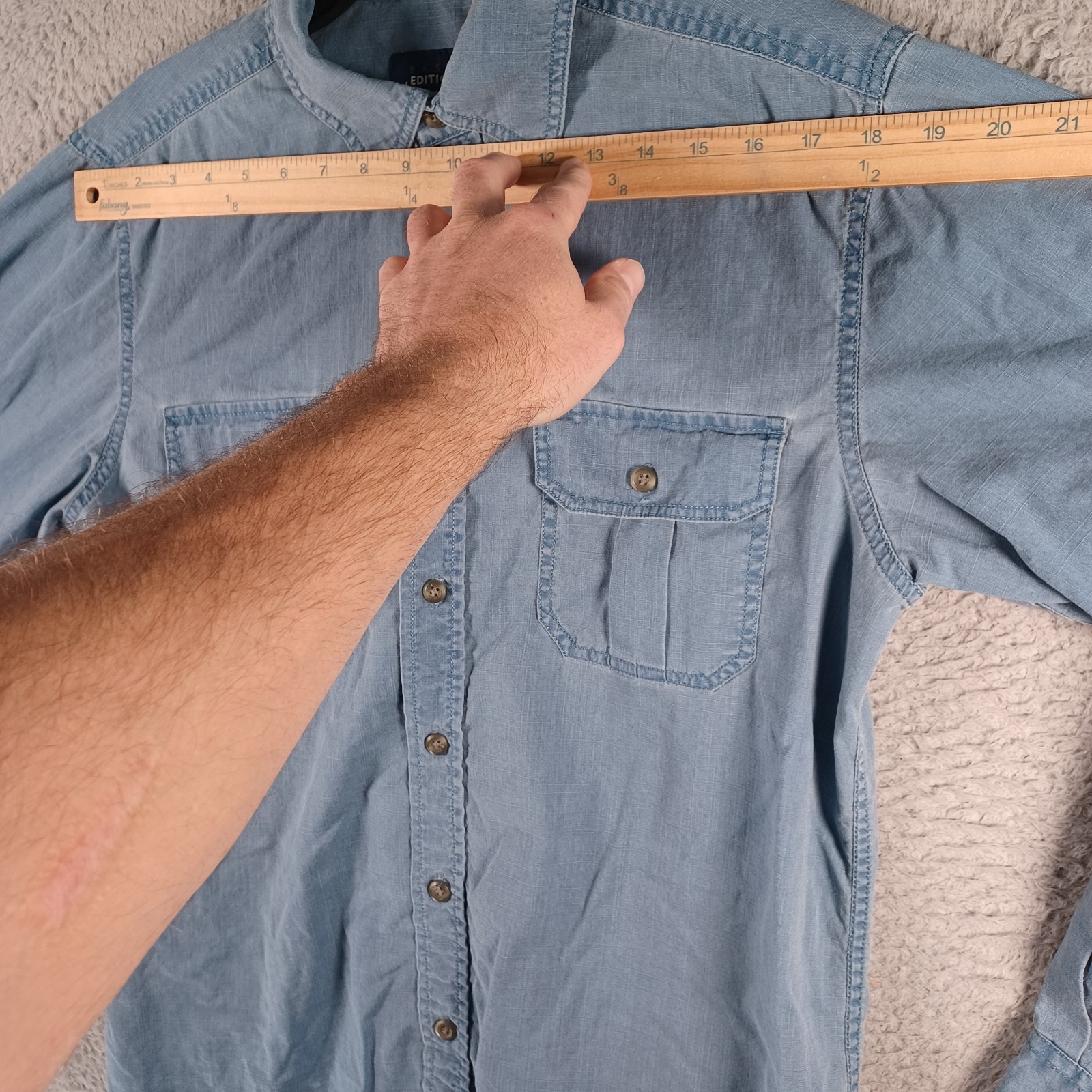 Basic Editions Mens Purplish Gray Button-Down Shi… - image 7