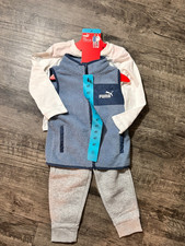 PUMA Kids' 3-piece Vest Set, 4T, gray  blue