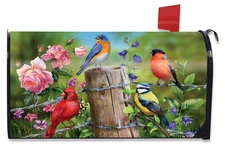 Briarwood Lane Fence Post Birds Spring Large / Oversized Mailbox Cover