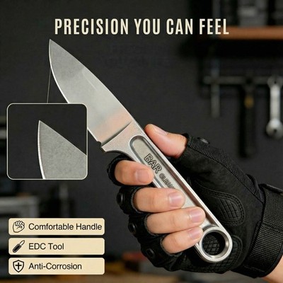 Wrench Style Fixed Blade Knife 425 Carbon Steel EDC Camping Knife w/ Sheath