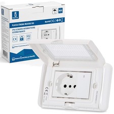 AIGOSTAR PLACCA STAGNO DA ESTERNO 3 VIE PRESA SHUKO INTERRUTTORE PER 503 INCASSO