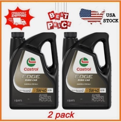 2 pack Castrol EDGE Euro 5W-40 A3/B4 Advanced Full Synthetic Motor Oil, 5 Qt