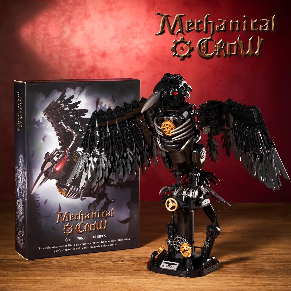 1018PCS Mechanical Crow Building Set, Mechanical Raven Bird，Diy