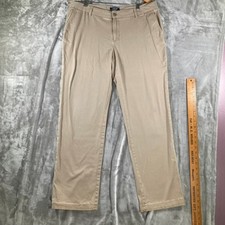 Lands End Womens 14 Tan Khaki Chino Pants Straight Leg Mid Rise 36x30