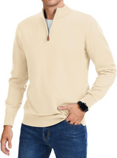 Men'S Quarter Zip Sweaters Slim Fit Long Sleeve Knitted Pullover Mock Neck Busin