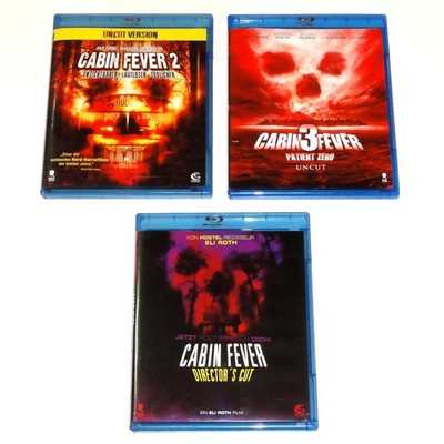 Blu-Ray Sammlung Cabin Fever Trilogy mit Teil 1+2+3 (Patient Zero) = Uncut FSK18