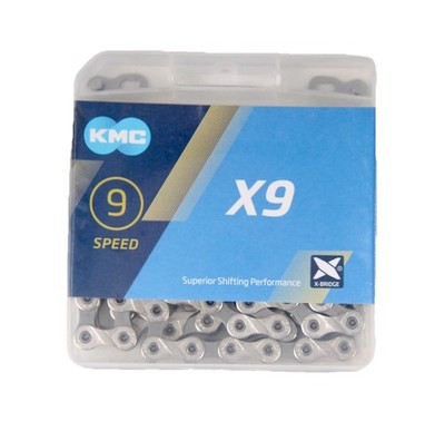 KMC X9 9-Speed Bicycle Chain 116 Links Silver/Black - FAST SHIPPING