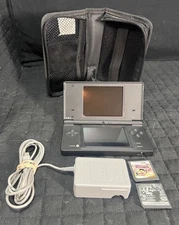 Nintendo DSi Launch Edition Black Handheld System With Charger, 2 Games and Case