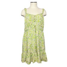 American Eagle Floral Mini Dress Women L Green Cottagecore Babydoll Playful