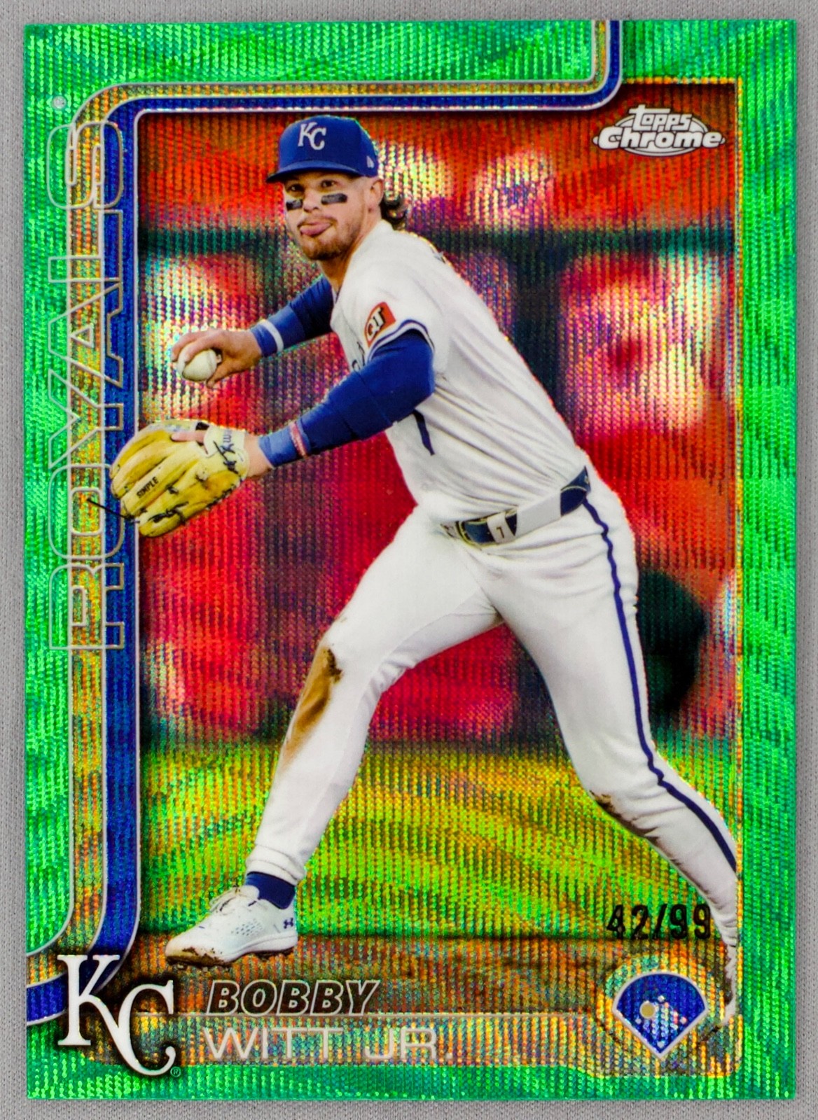 2025 Topps Chrome Bobby Witt Jr #93 Green Wave Refractor /99 Royals