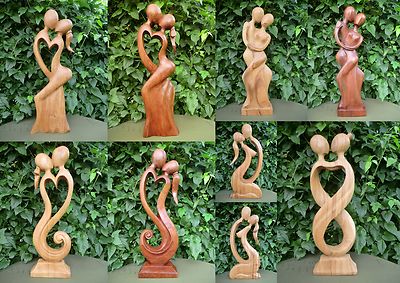 50 cm Mann Frau Liebe Paar Herz Holz Liebespaar Schnitzerei Figur Hochzeit 