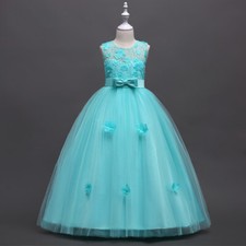 Christmas Kids Flower Girls Princess Long Maxi Dresses Wedding Bridesmaid Party