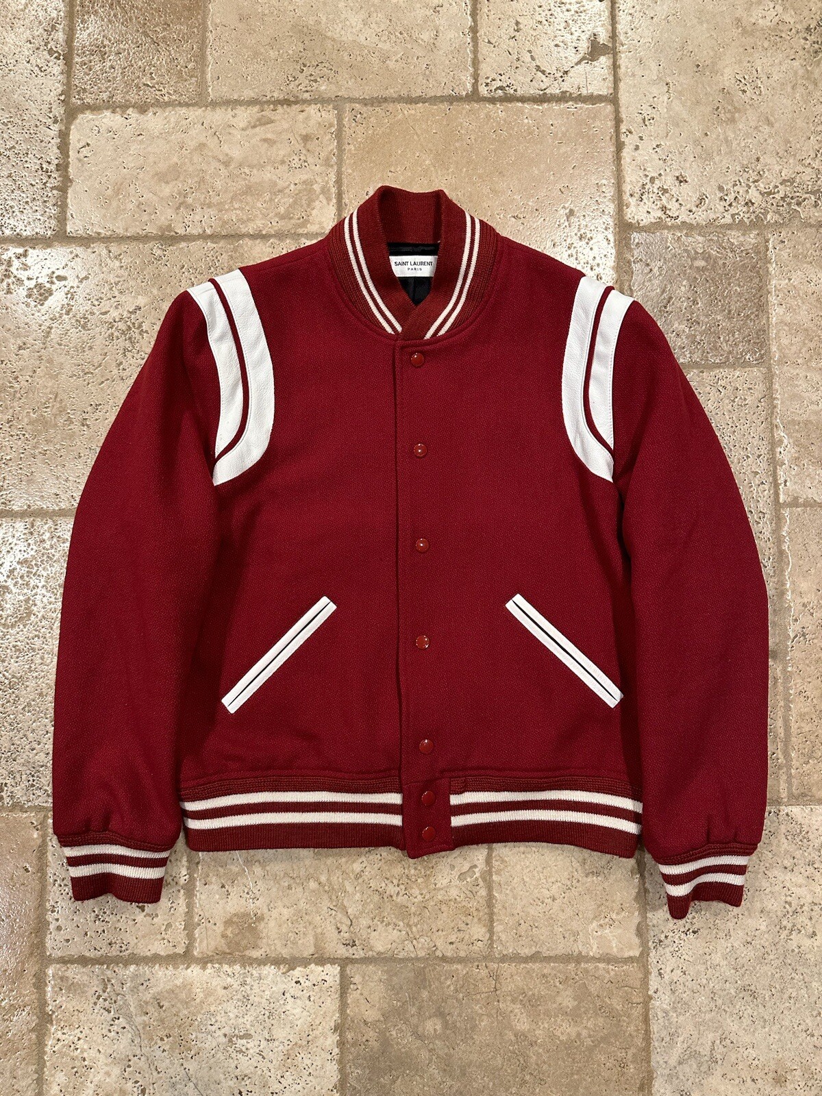 Giacca Teddy Saint Laurent Paris 2018 Rosso Varsity