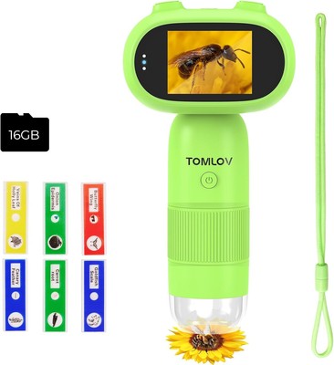 TOMLOV P30 Microscope for Kids, Portable 1000X 2 LCD Digital Microscope for