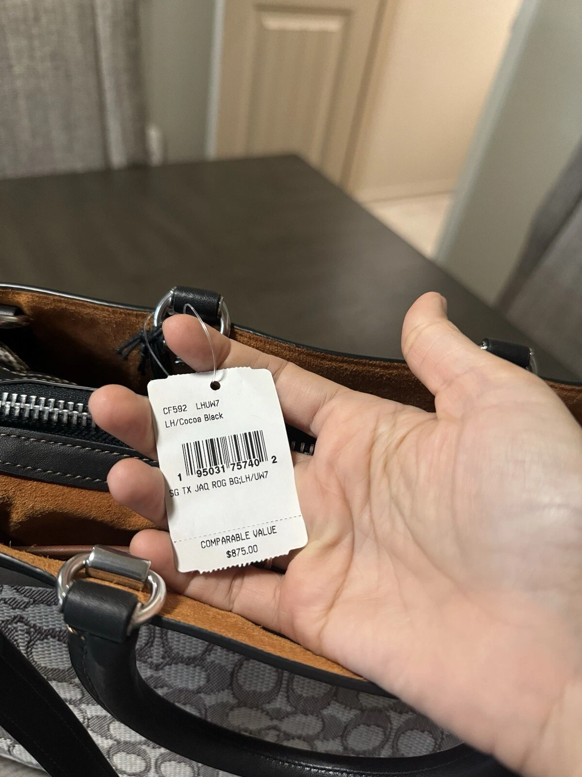 COACH Rogue Signature tessuto jacquard nero cacao CF592