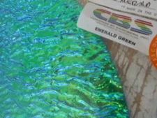 Dichroic Glass:CBS 90COE Emerald Green on Granite Rippled Textured Black-  3" Sq