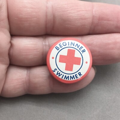 American Red Cross Beginner Swimmer Pinback Pin Metal Vintage 1