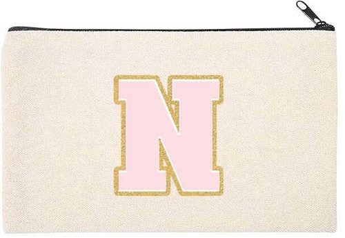 Personalized Initial Pink Mascot Canvas Bag for Make up Pouch Bridal Gift - Picture 19 of 31
