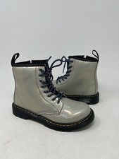 Dr. Martens JUNIOR Kid Youth Sparkle Rays Lace Up Boot - 1460J - Silver - Size 3