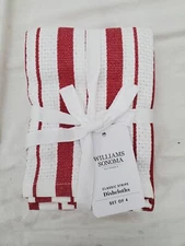 Williams Sonoma - Classic Striped Dishcloths (Set Of 4)  Red And White