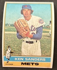 1976 Topps Ken Sanders Baseball Card #291 Mets Pitcher Poor Creased Stained O/C
