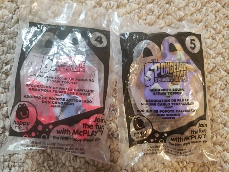 McDonald's 2015 SpongeBob The Movie Straw Topper 4 & 5