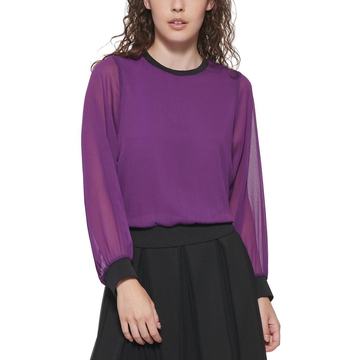 Женская укороченная блузка-рубашка DKNY фиолетового цвета XS BHFO 0468