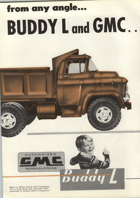 1957 PAPER AD 2 PG Toy Buddy L Dump Trucks GMC General Motors Moline Pressed