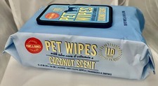Pet Wipes With Aloe  Vitamin E Coconut Scent 110 Pet wipes 6x8 in 15x20cm NEW