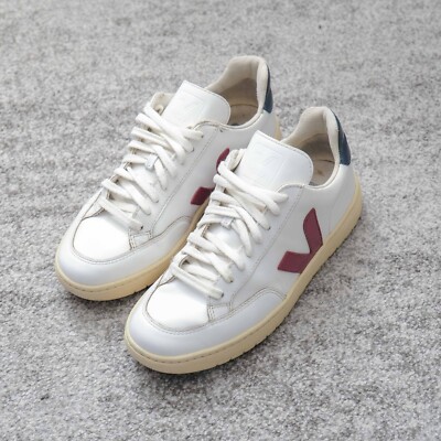 Veja V-12 Classic Leather Shoes White Marsala Nautico Casual Preppy Lace-up W8