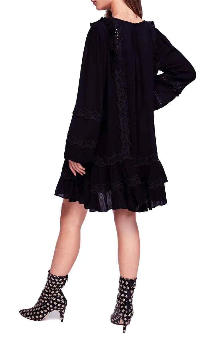 Free People Snow Angel Trapeze Black Dress Size X Small L41311 eBay