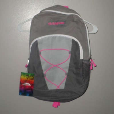 TRAILMAKER CLASSIC new gray backpack NWT girls w bottle-holder & pink highlights