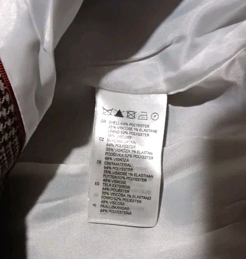 H&M Women's Brown Wool Blend Tailored Plaid Jacket Blazer Size 6 - Image 3 of 3