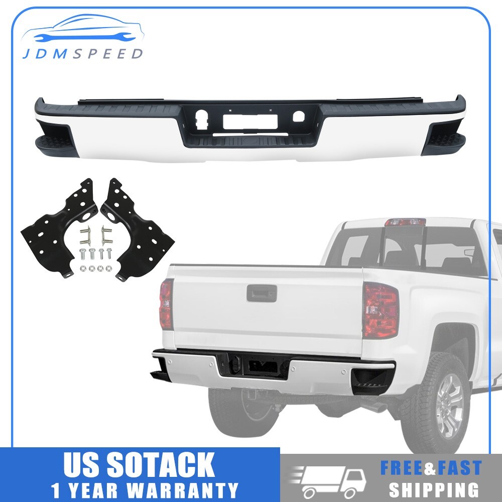 Chrome Rear Bumper w/o Sensor Hole For Chevy Silverado GMC Sierra 1500 2014-2018