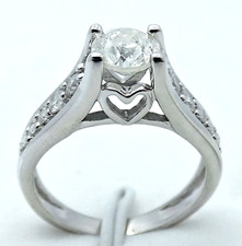 Diamond Ring Solitaire 1.02 Carats Engagement Heart White Gold Size K  BA81
