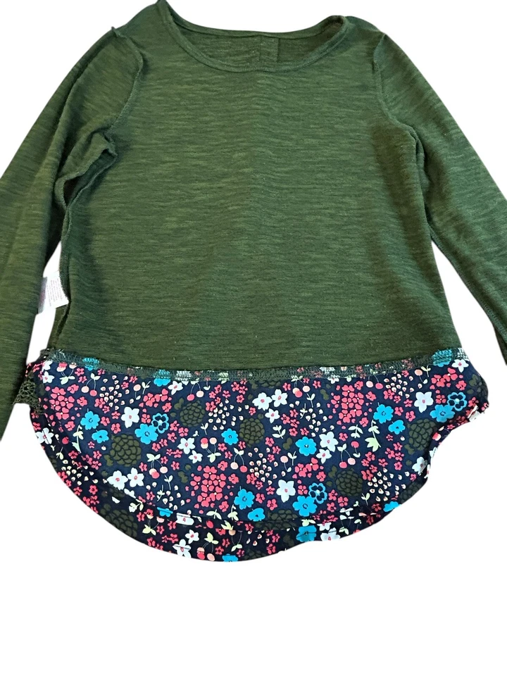 Camisa feminina Faded Glory tamanho M-7/8 verde/floral manga longa - Imagem 4 de 4