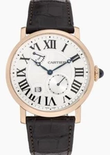 Cartier Rotonde 42mm 18K Rose Gold Silver Dial Mens Hand Wind Watch W1556203 Box
