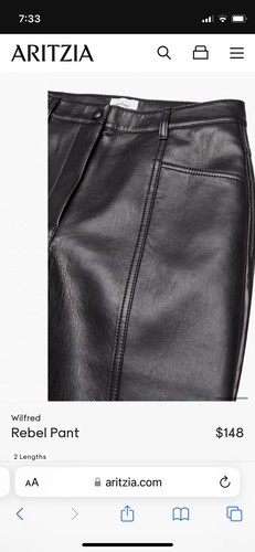 Aritzia Rebel High Waist Vegan Leather Trousers Pants US 4 - Picture 5 of 7