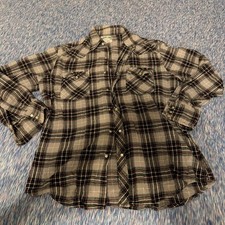 Wrangler Wrancher Shirt Men s Sz Large Pearl Snaps Long Sleeve Plaid Pattern