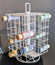 Rotating White Metal 2 oz. Craft Paint Bottle Storage Organizer Holds 48 Bottles