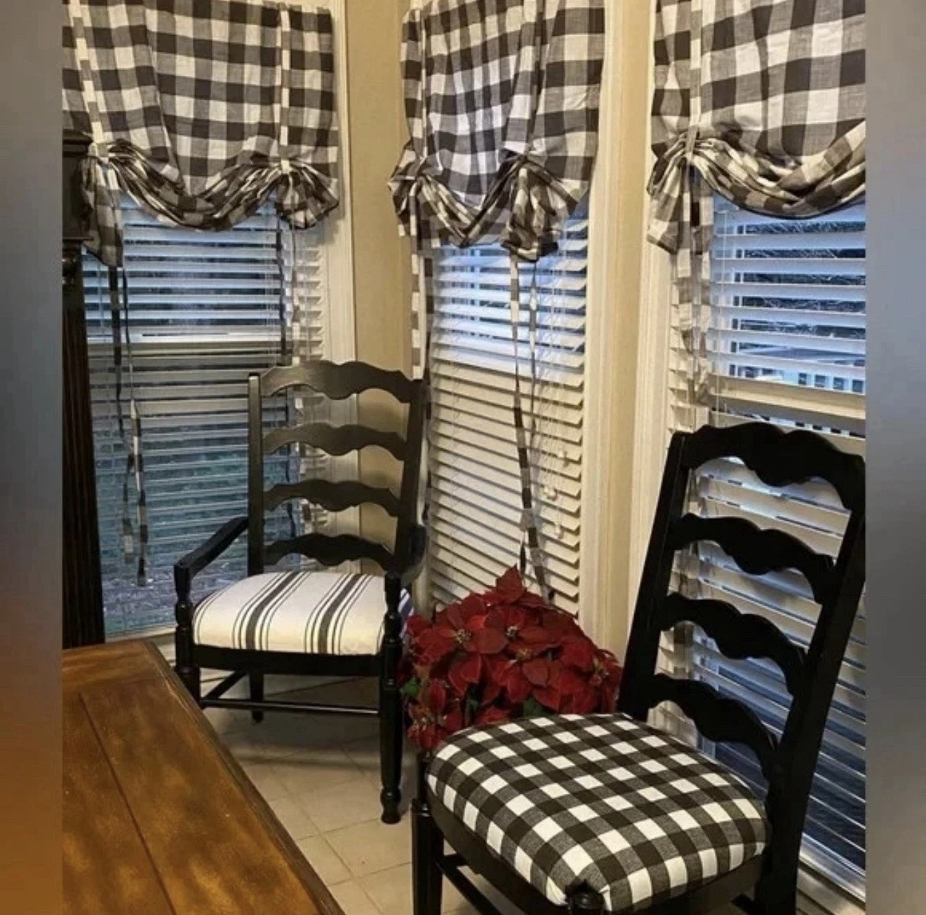 TWO Threshold Light- Filtering Ballon Shade Curtain 63in x 42in Gray Checkered