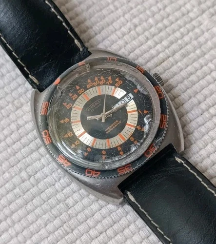 RARE BIG 42 MM AUREOLE SCATOLA DIVERS 20ATM CAL AS 1916 AUTOMATIC WATCH 1960S