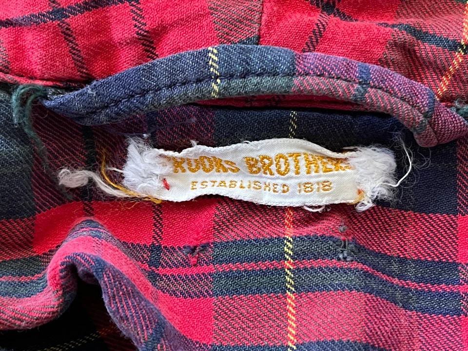 Bata de colección Brooks Brothers roja a cuadros abuelo pijama cinturón con una corbata años 70 80 Foto 2 de 4