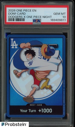 2026 DODGERS x ONE PIECE NIGHT MONKEY D LUFFY DON!! CARD PROMO PSA 10